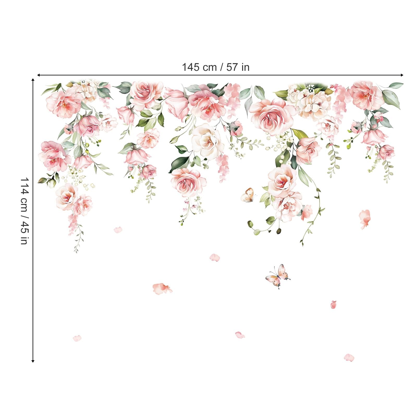 Large Pink Flower Wall Decals Hanging Vine Floral Wall Stickers Baby Nursery …