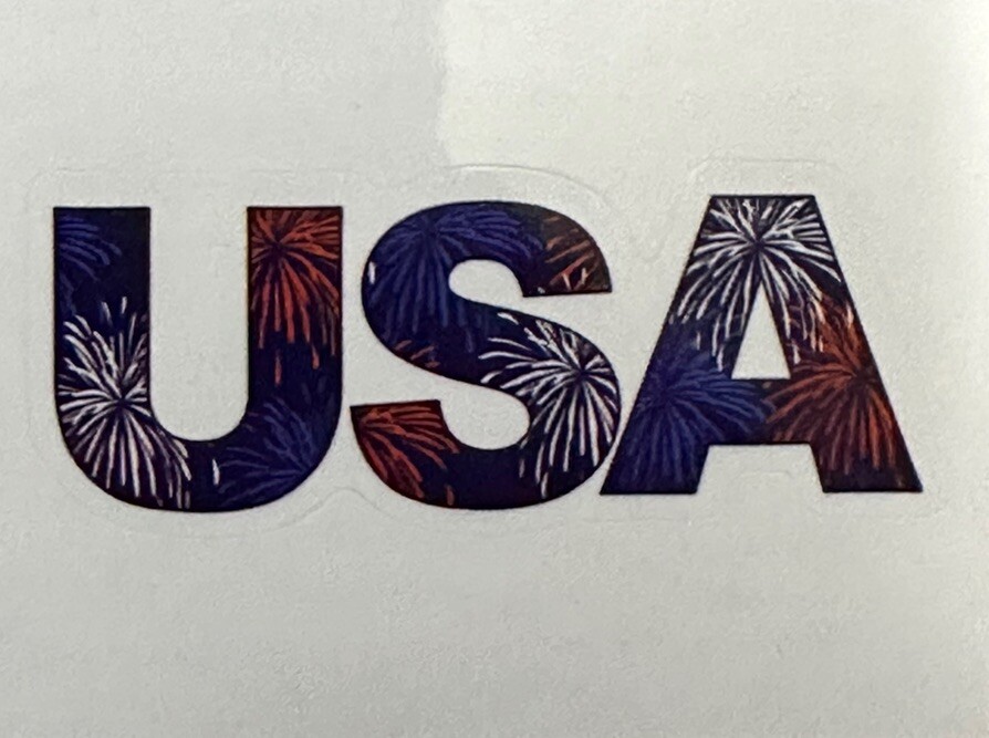 USA ~ FIREWORKS ~ 4TH OF JULY – Small Vinyl Sticker – (1in x 2.25 in)