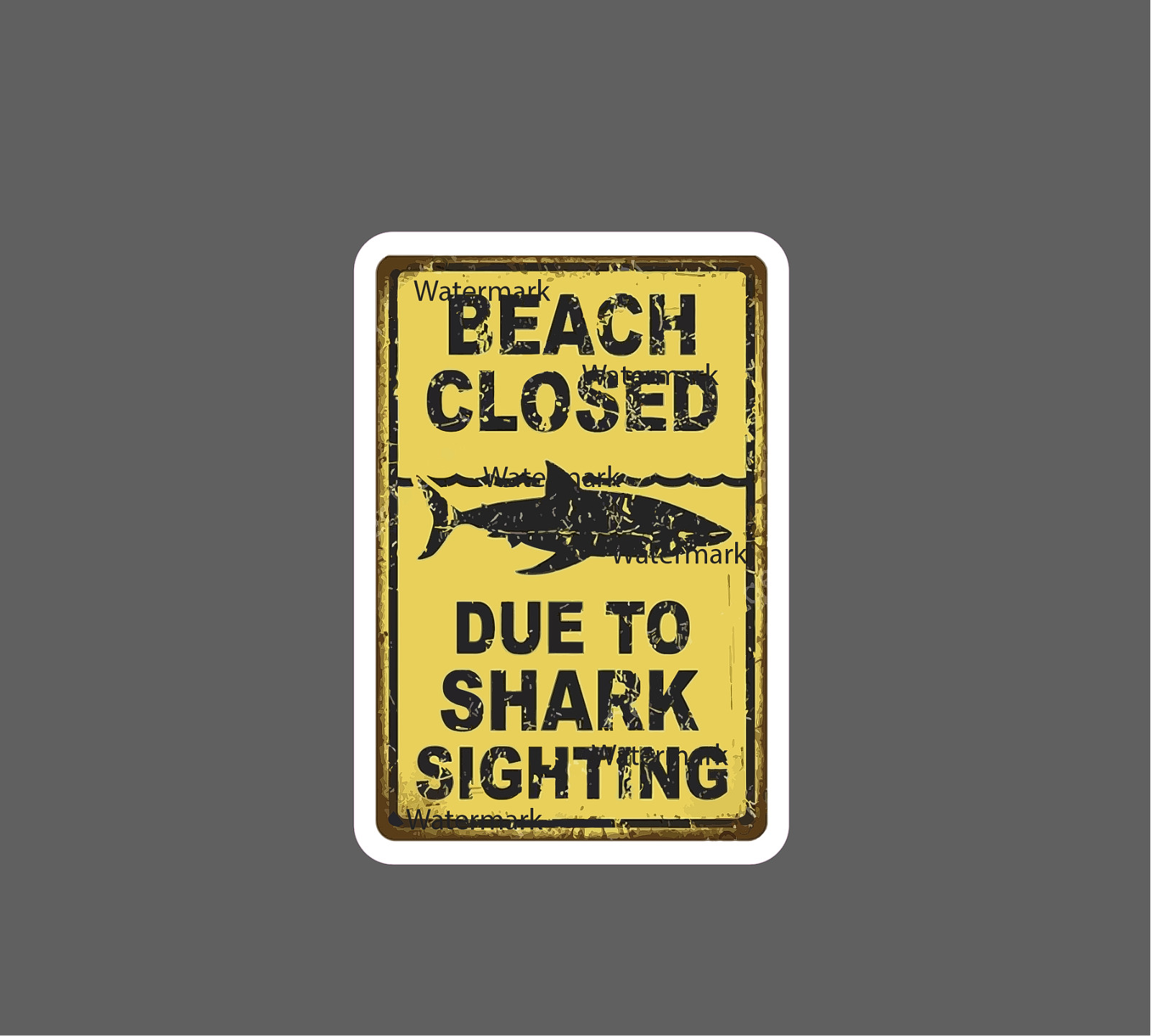 Beach Closed Sticker Shark Sighting Retro – Buy Any 4 For $1.75 EACH Storewide!