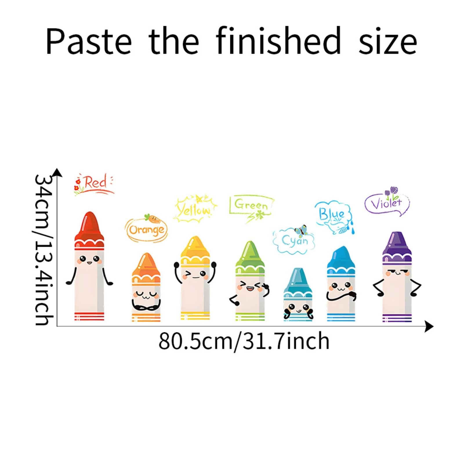 Cartoon Cute Colorful Crayon Self Adhesive Wall Decal Children's Rooms Kinder…