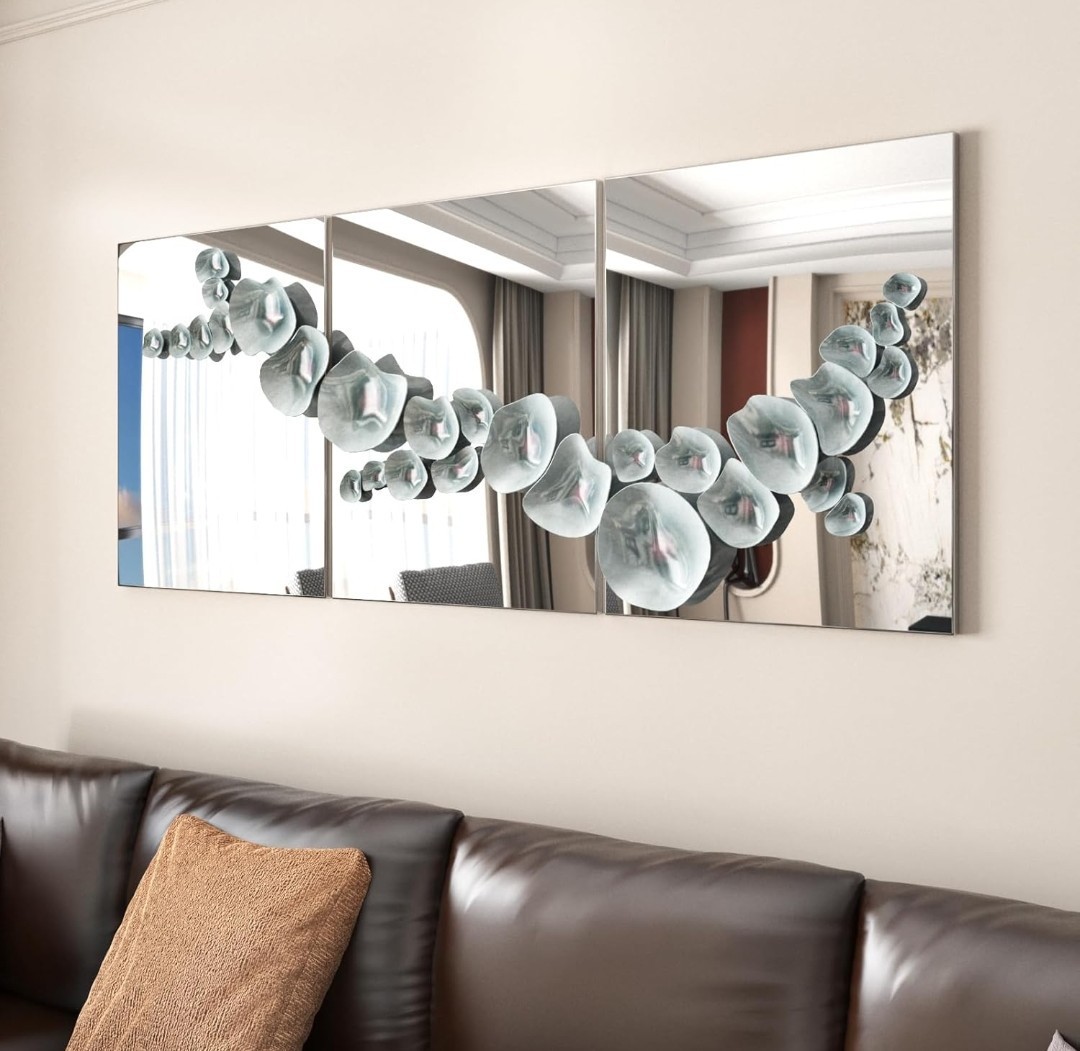 Silver Mirror Sticker for Wall Flexible Mirror Self Adhesive Glossy 24×118" New
