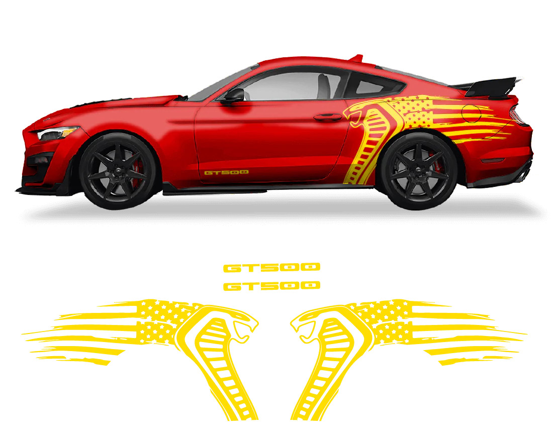 Aftermarket Ford Mustang Cobra USA Flag GT500 Graphics
