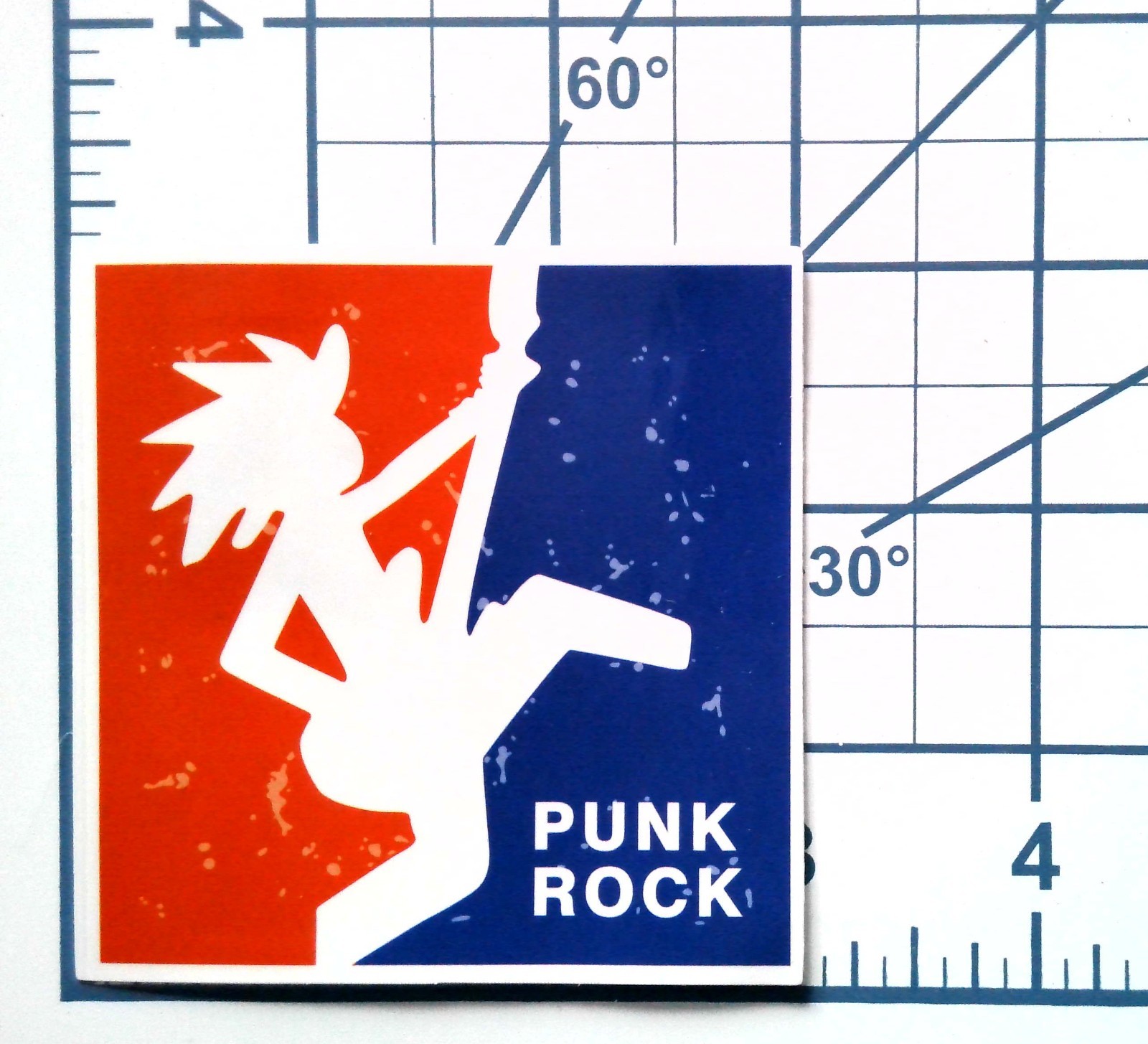Punk Rock Vinyl Sticker Guitarist Silhouette Red Blue Music Decal