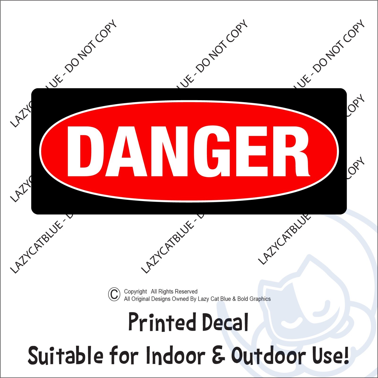 Danger Decal Sticker Warning Strip Black Red Oval Beware Look Out Caution Safety