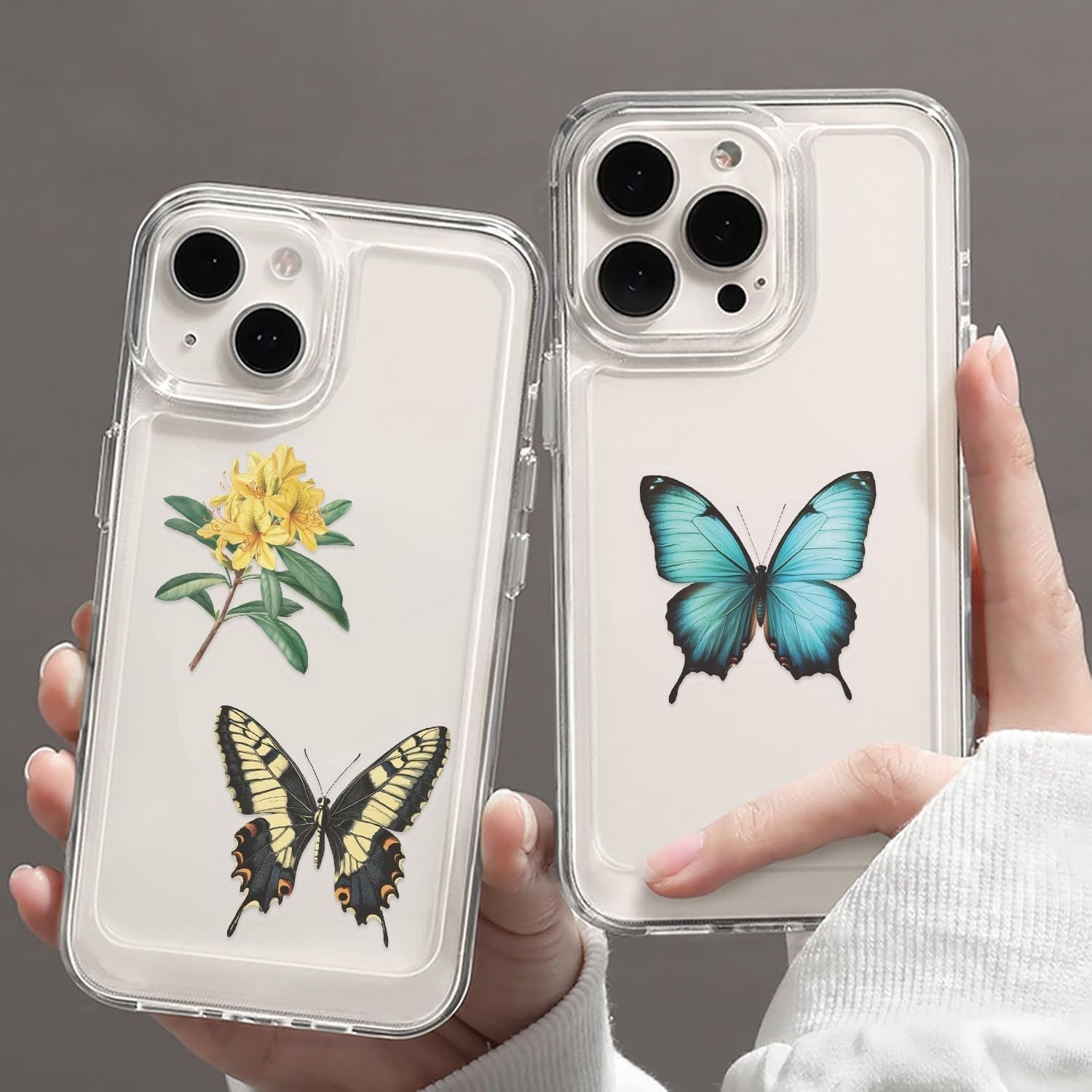 50 Pcs Colorful Butterfly Stickers, Aesthetic Retro Decals Transparent PET Wa…