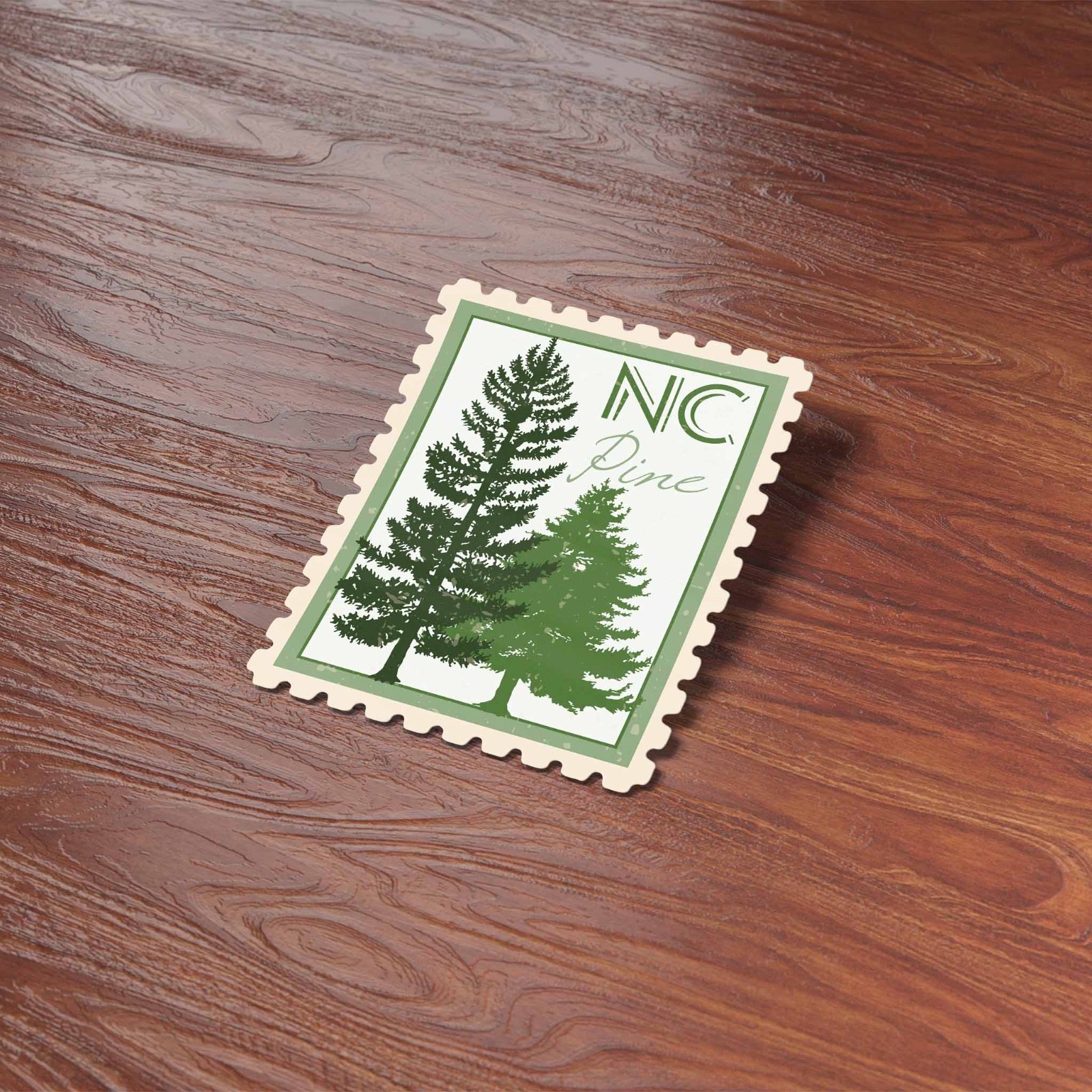 North Carolina State Tree Pine Sticker – NC Vintage Stamp Decal