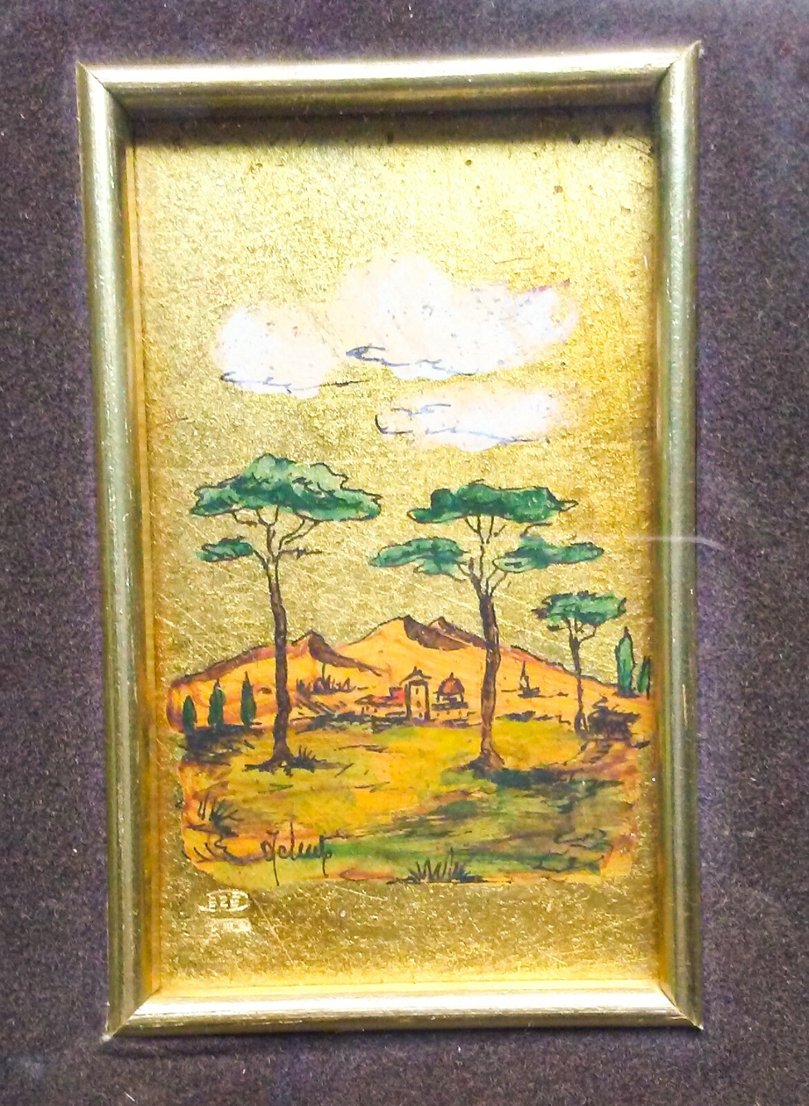 Gold leaf picture on 925 silver foil Florence