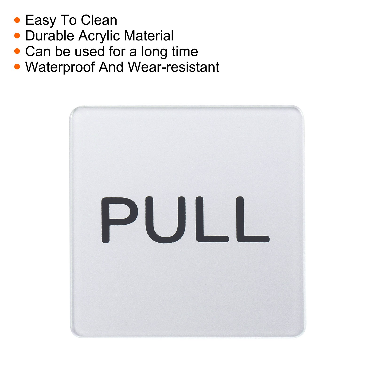 8Pcs Push Pull Door Sign Adhesive Square Acrylic Sticker Marker Silver