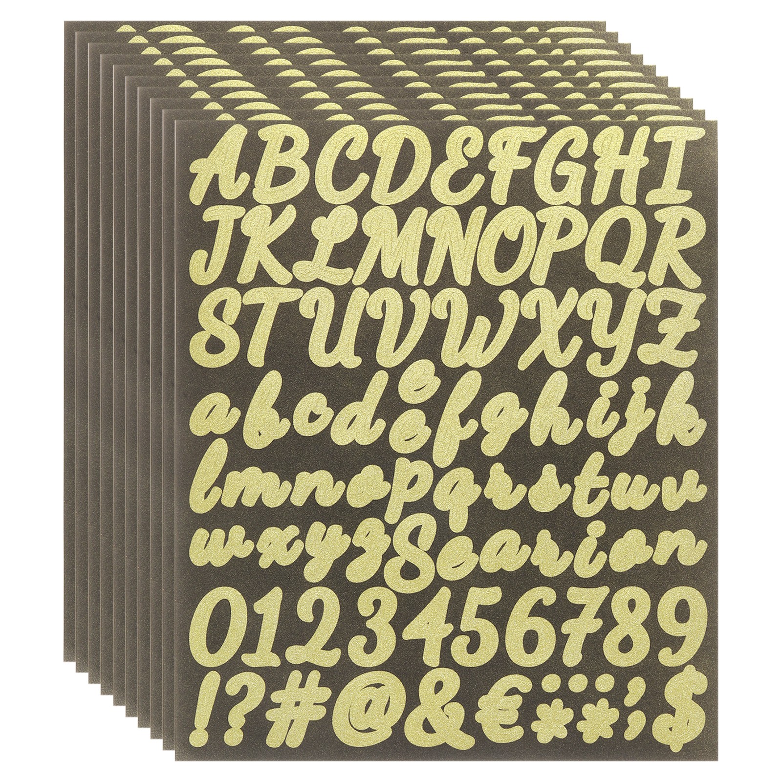 760Pcs 10Sheets Glitter Letter Stickers Self-Adhesive Alphabet Sticker Gold
