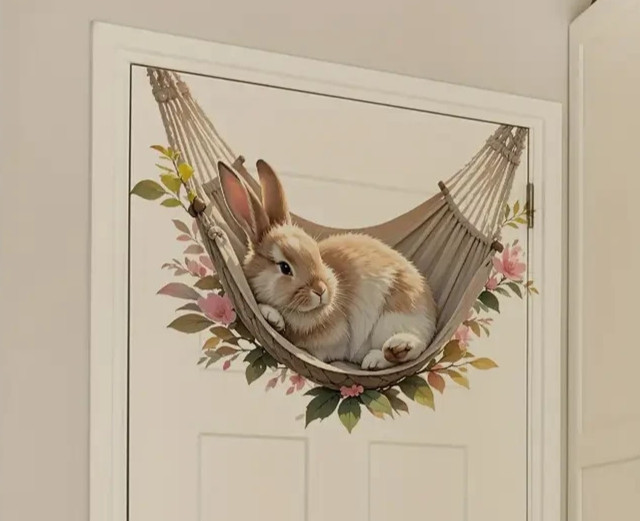NEW Bunny Rabbit Decal Wall Hammock Sticker Flowers Decor Adhesive Removable 95