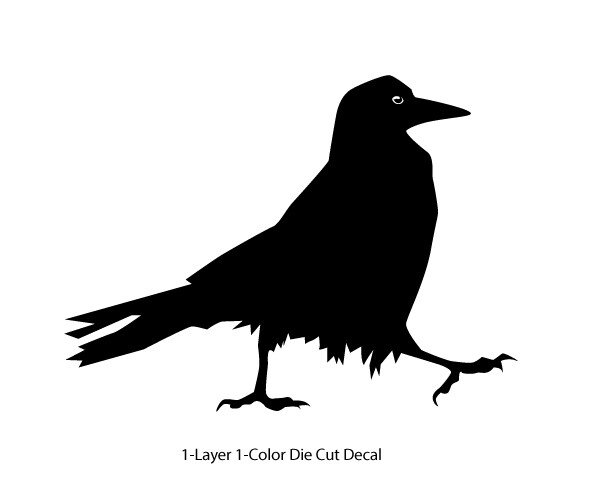 Wildlife – Birds – Walking Raven/Crow Decal – 6Yrs Outdoor Vinyl Die-Cut Sticker