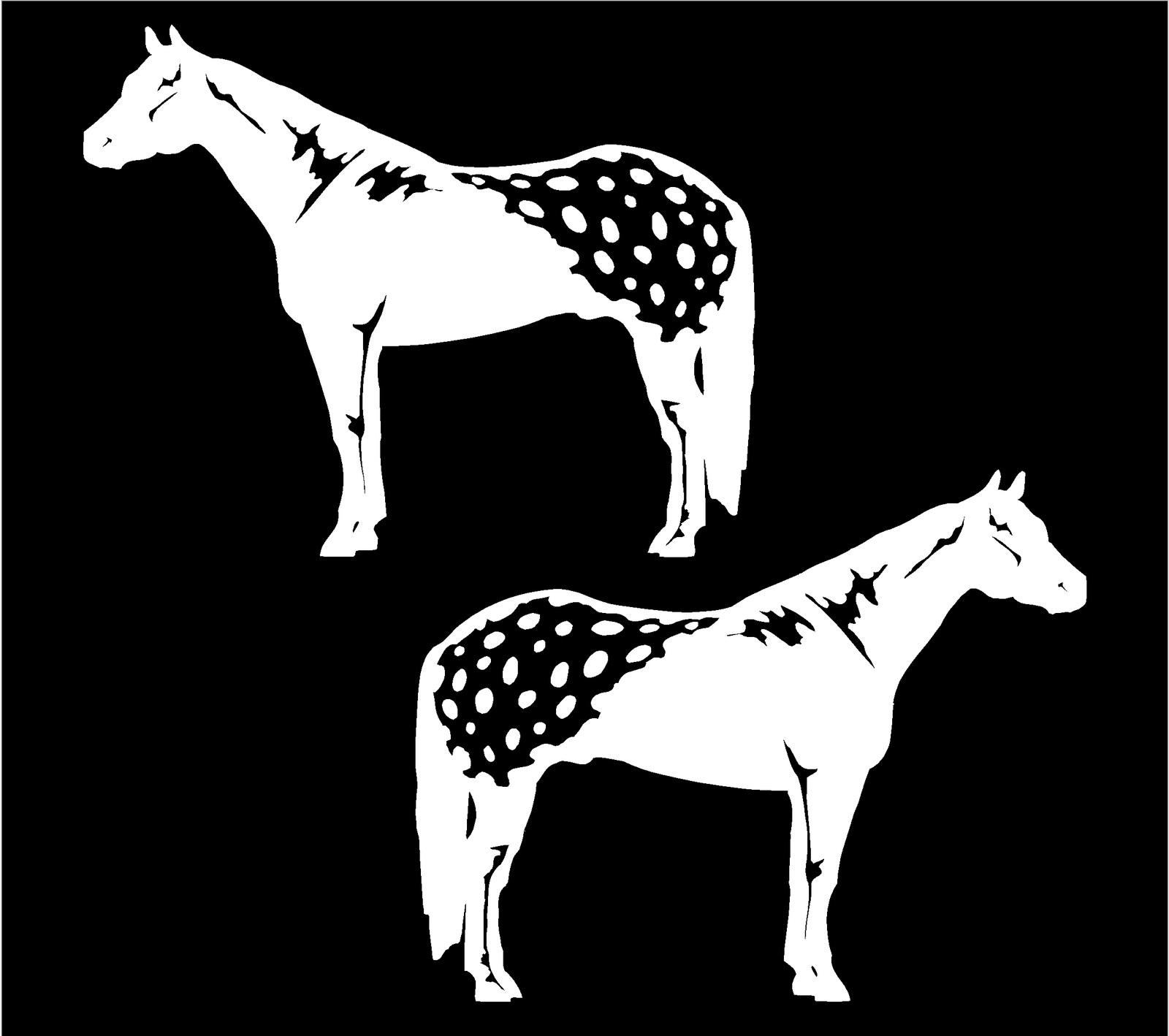 Appaloosa Horse Decals Two Mirrored Image horse trailer vinyl car truck graphics
