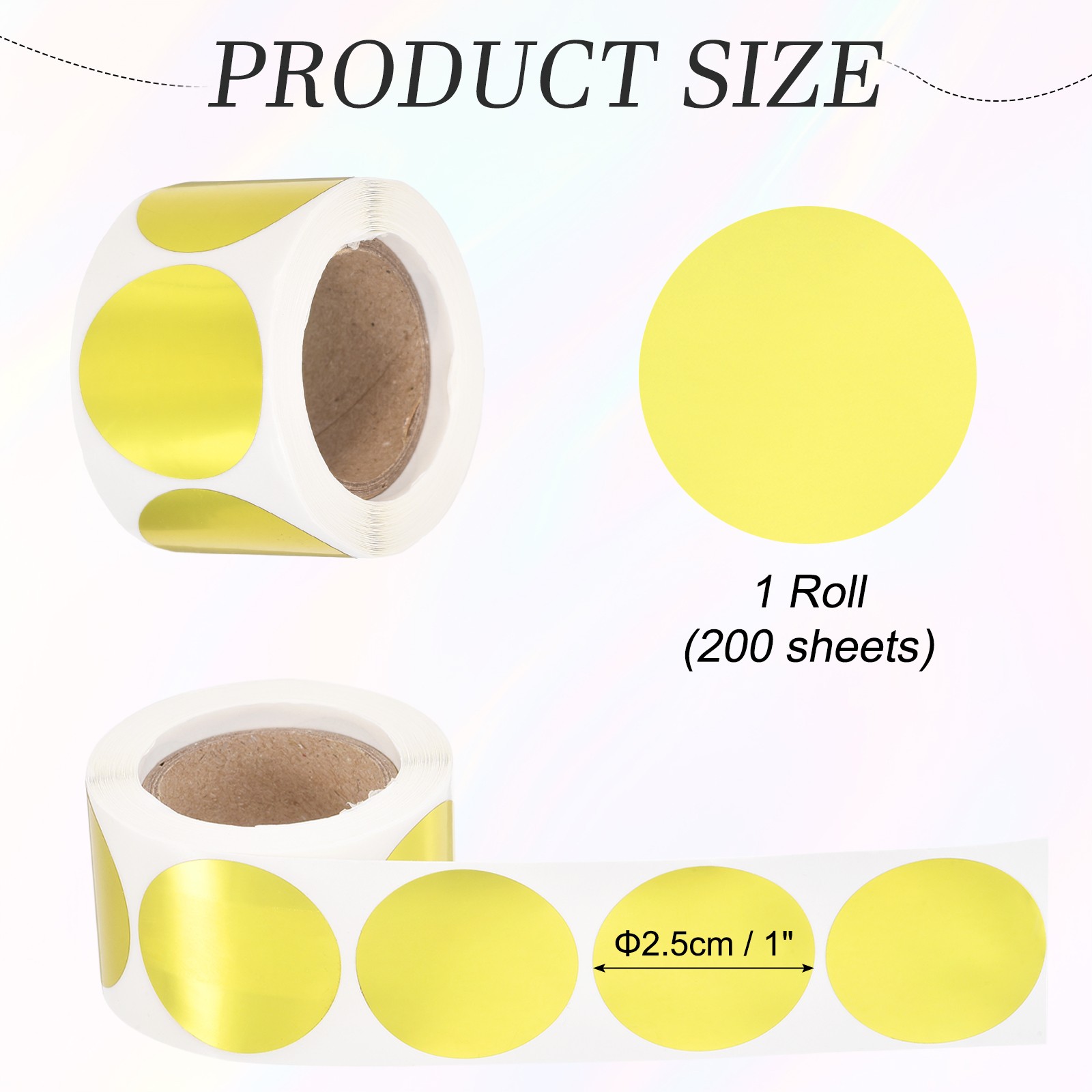 200pcs Round Thermal Label 1×1" Self-Adhesive Thermal Stickers Gold