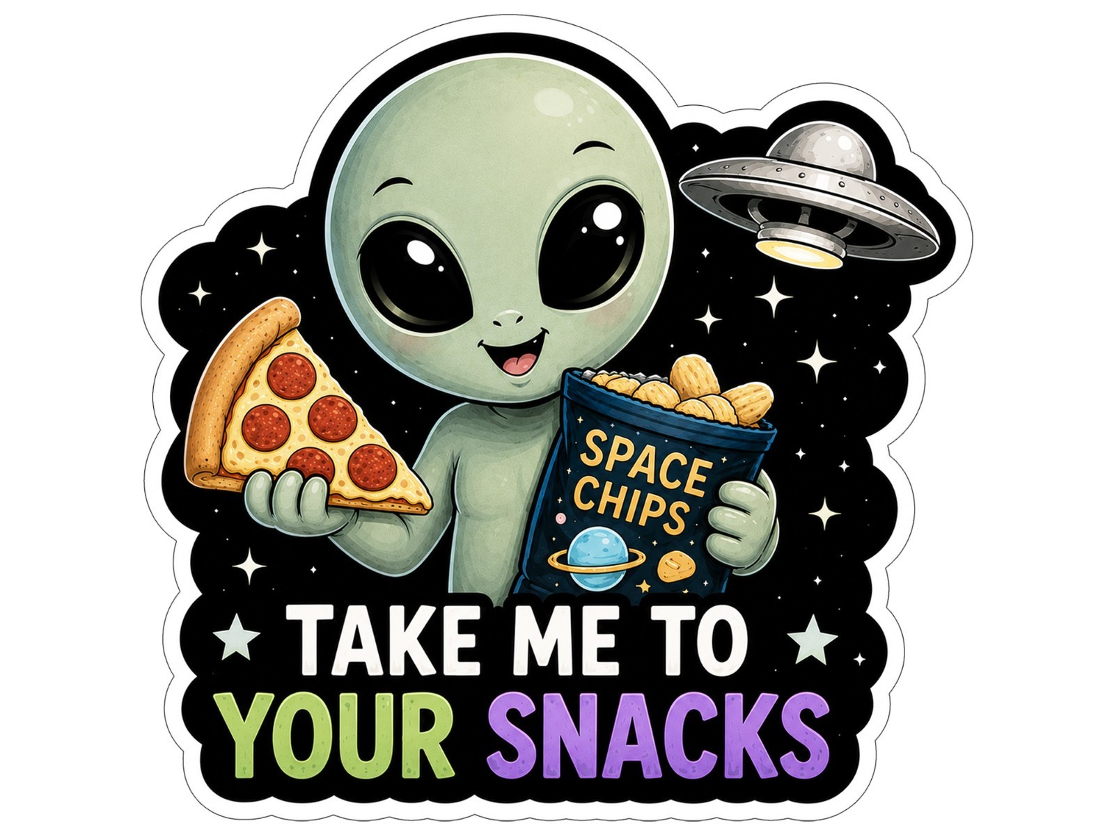 Alien Vinyl Decal Sticker UFO Space Sci Fi Laptop Window Binder Locker Cute