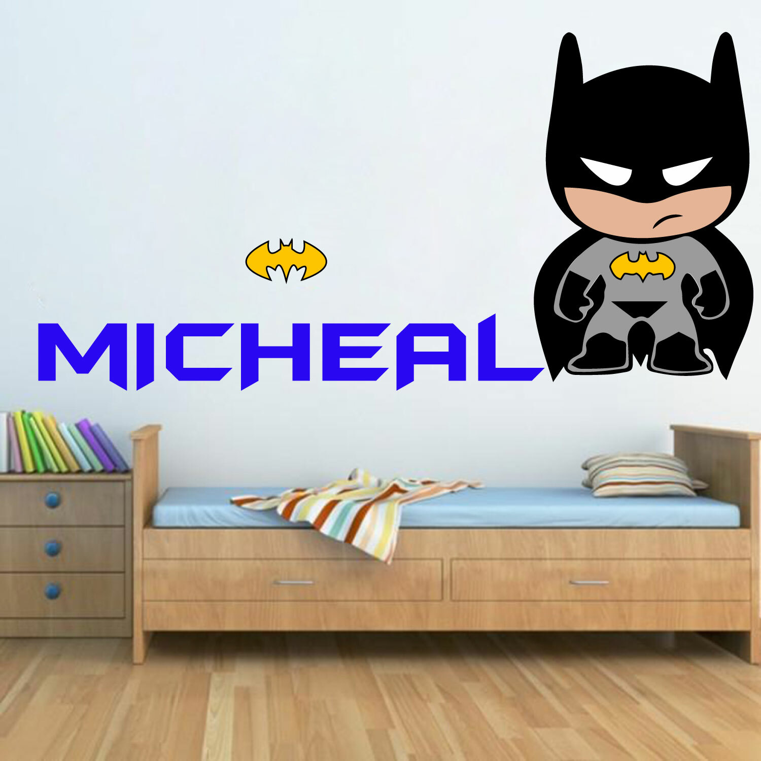 Batman Boy CUSTOM NAME Wall Decal Nursery Vinyl Sticker Home Decor