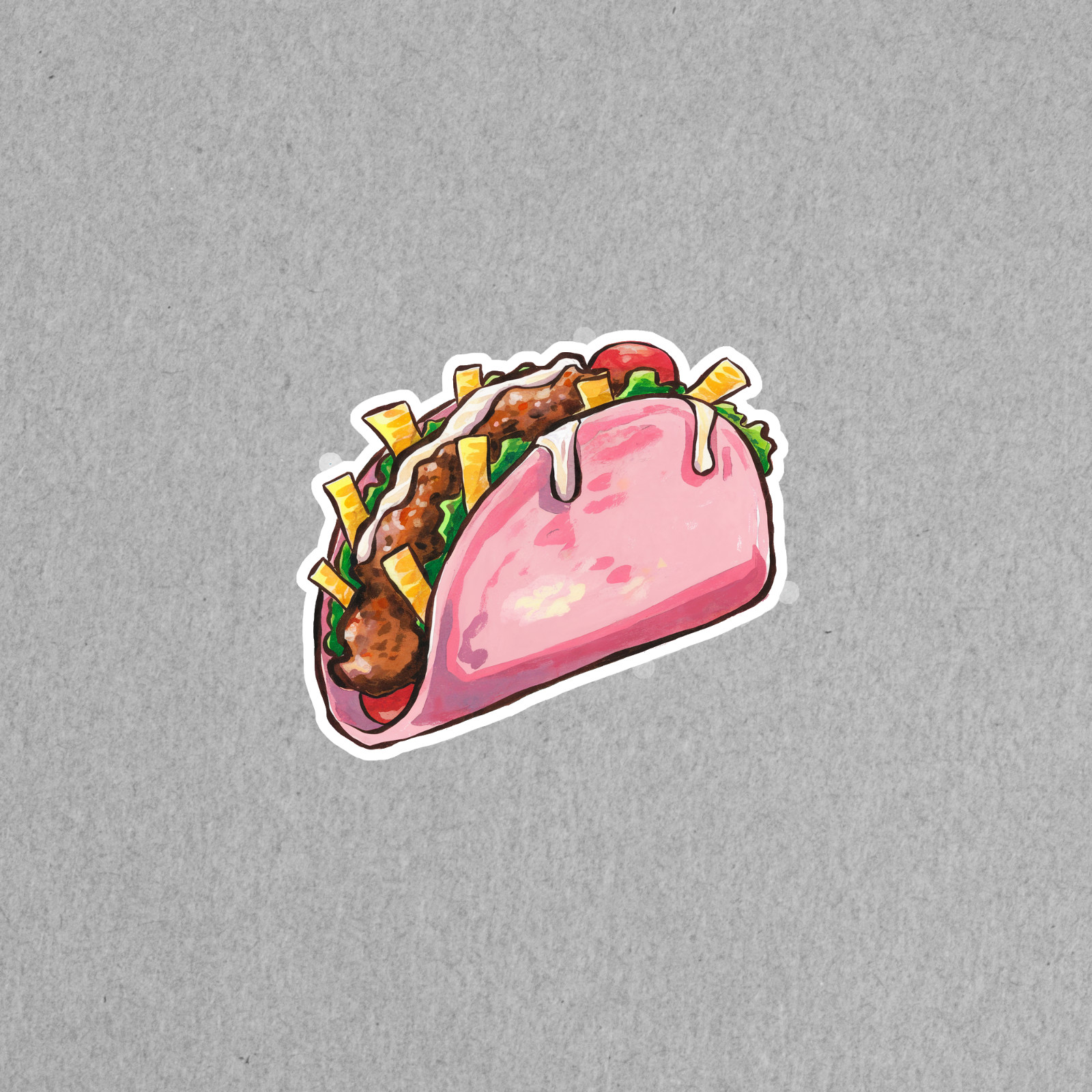Watercolor Taco Sticker – Colorful Mexican Food Illustration Art Decal #1183
