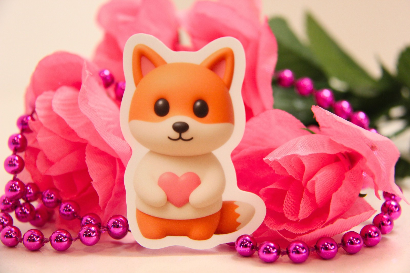 Cute Fox Heart Vinyl Sticker Decal Waterproof Laminated 1.5×2.5in
