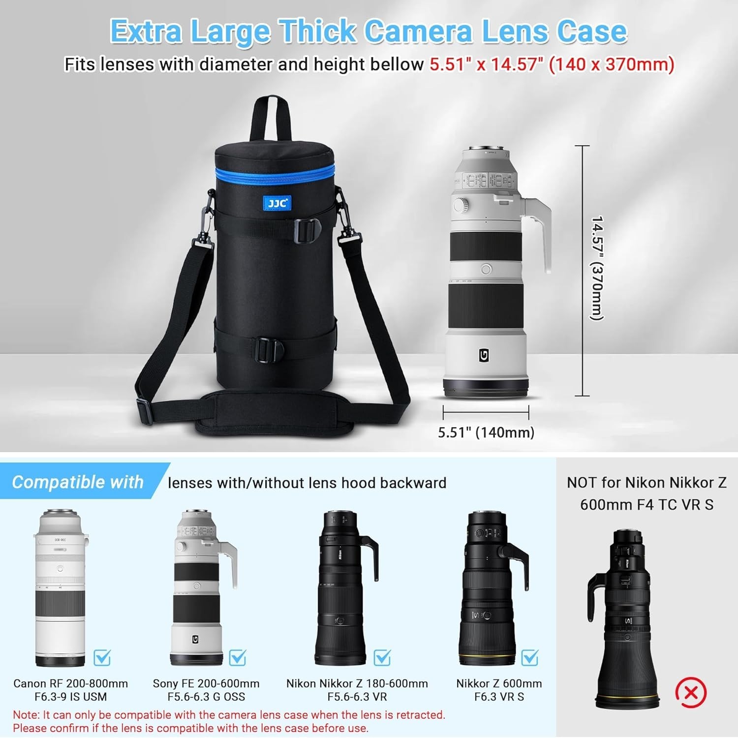Extra Large Thick Camera Lens Pouch Case for Nikon 180-600Mm/600Mm F6.3 for S…