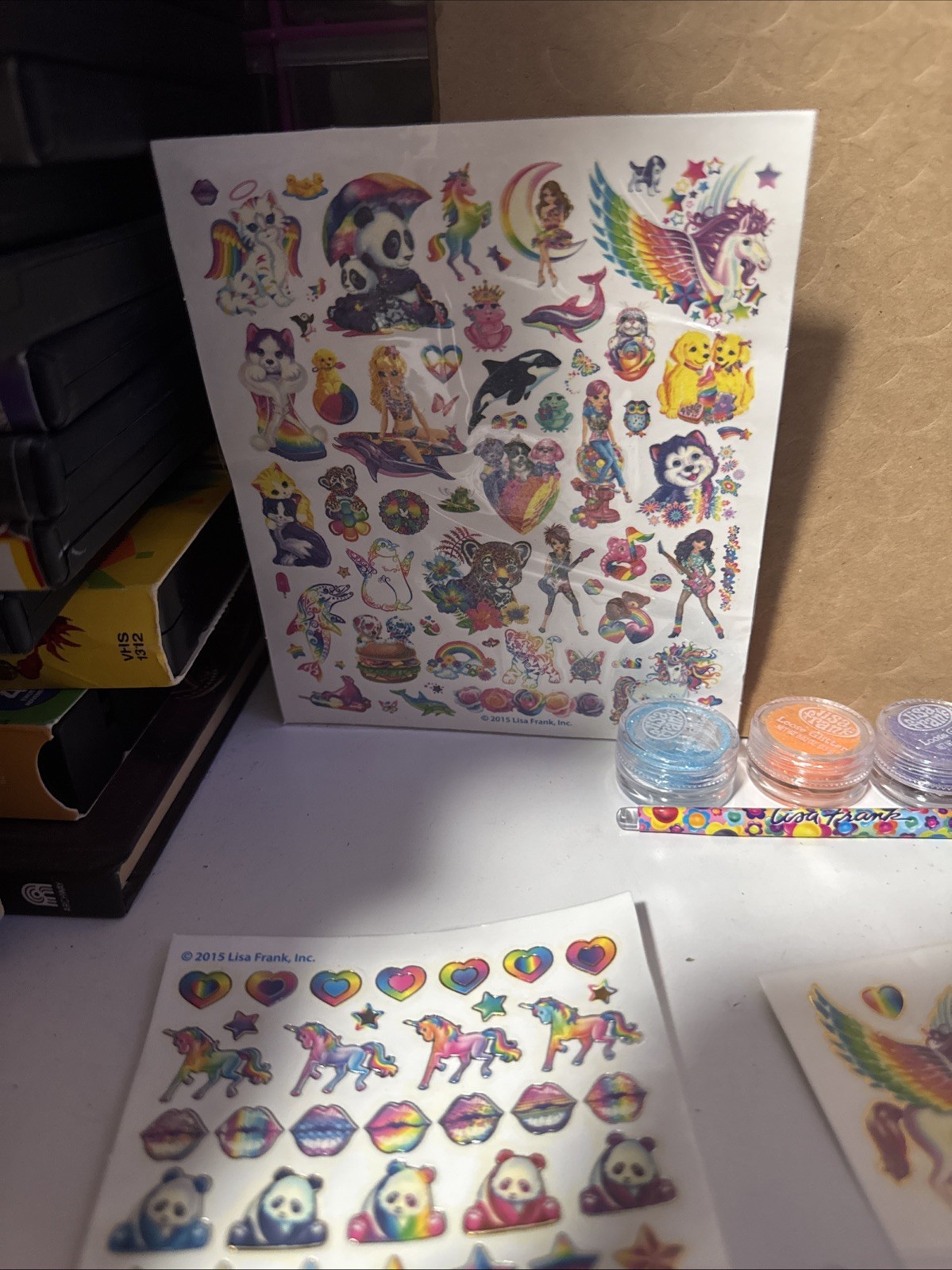 lisa frank temporary tattoos Sheets lot y2k glitter And Lisa Frank Glitter Pens