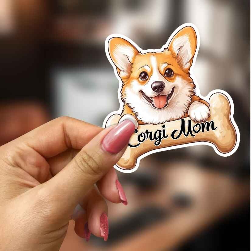 Corgi Mom, Pets, Dogs, Sticker, Peel N' Stick, Different Sizes