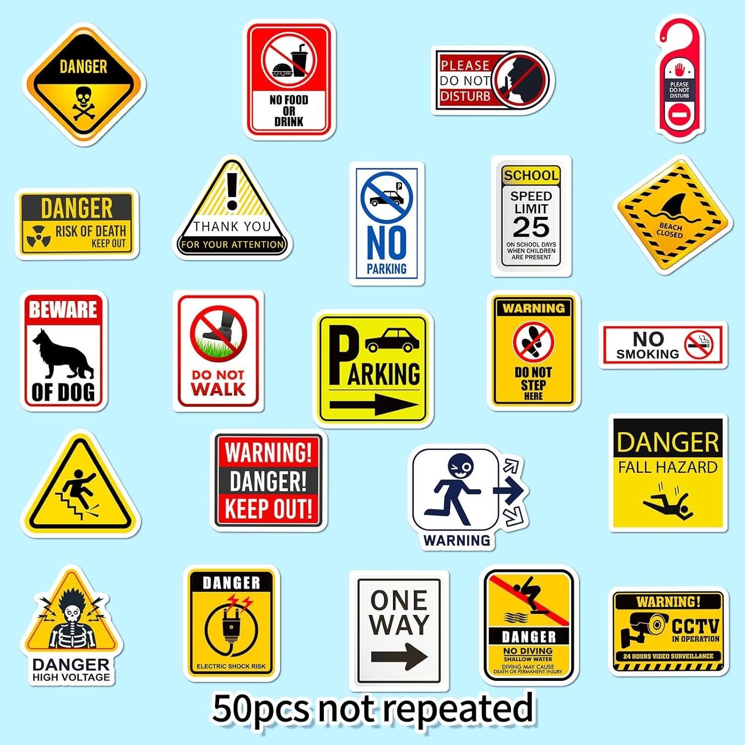 50PCS Funny Hard Hat Stickers Waterproof Vinyl Decals for Helmets Tools