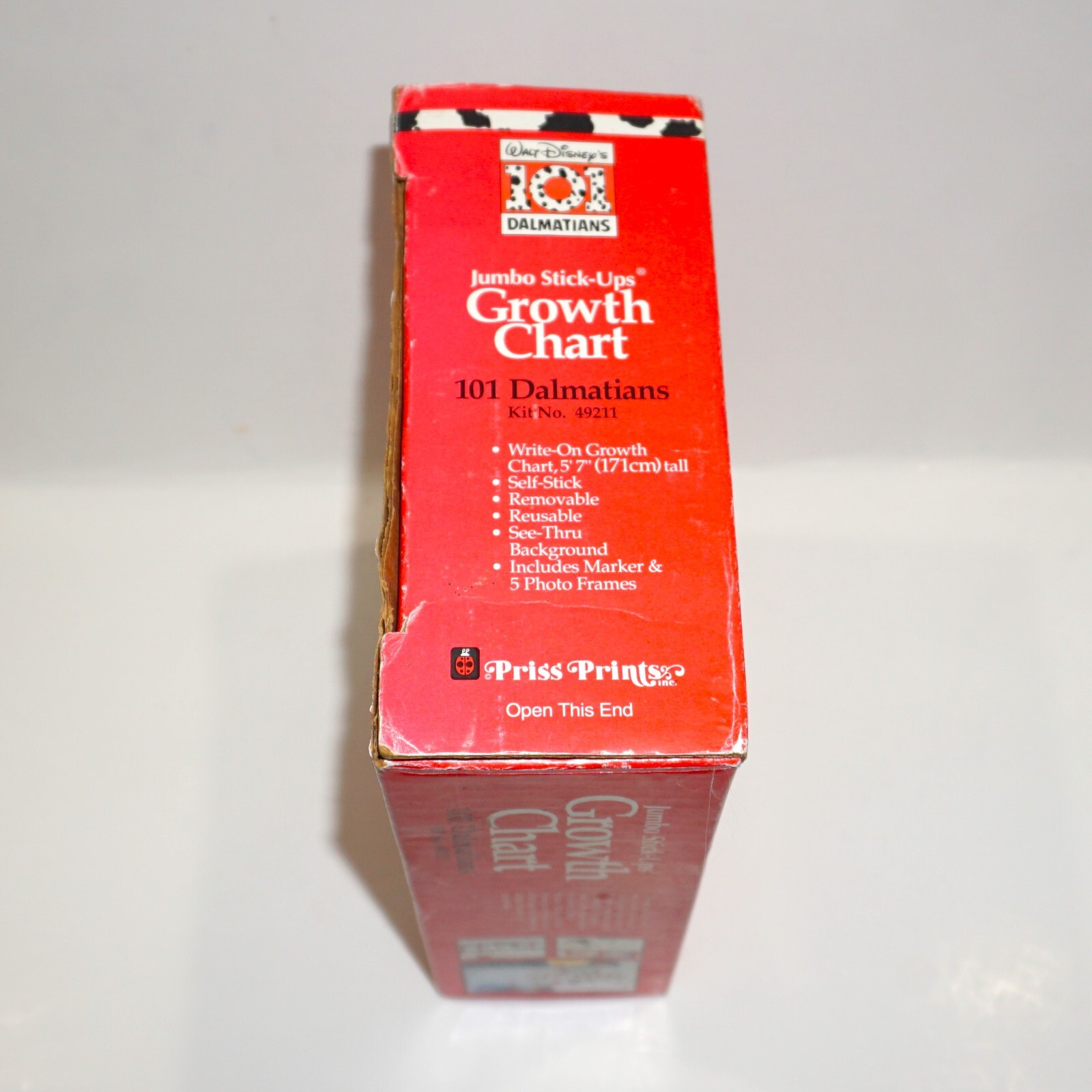 Disney Growth Chart 101 Dalmations Priss Prints Vintage Open Box #49211 Stick Up
