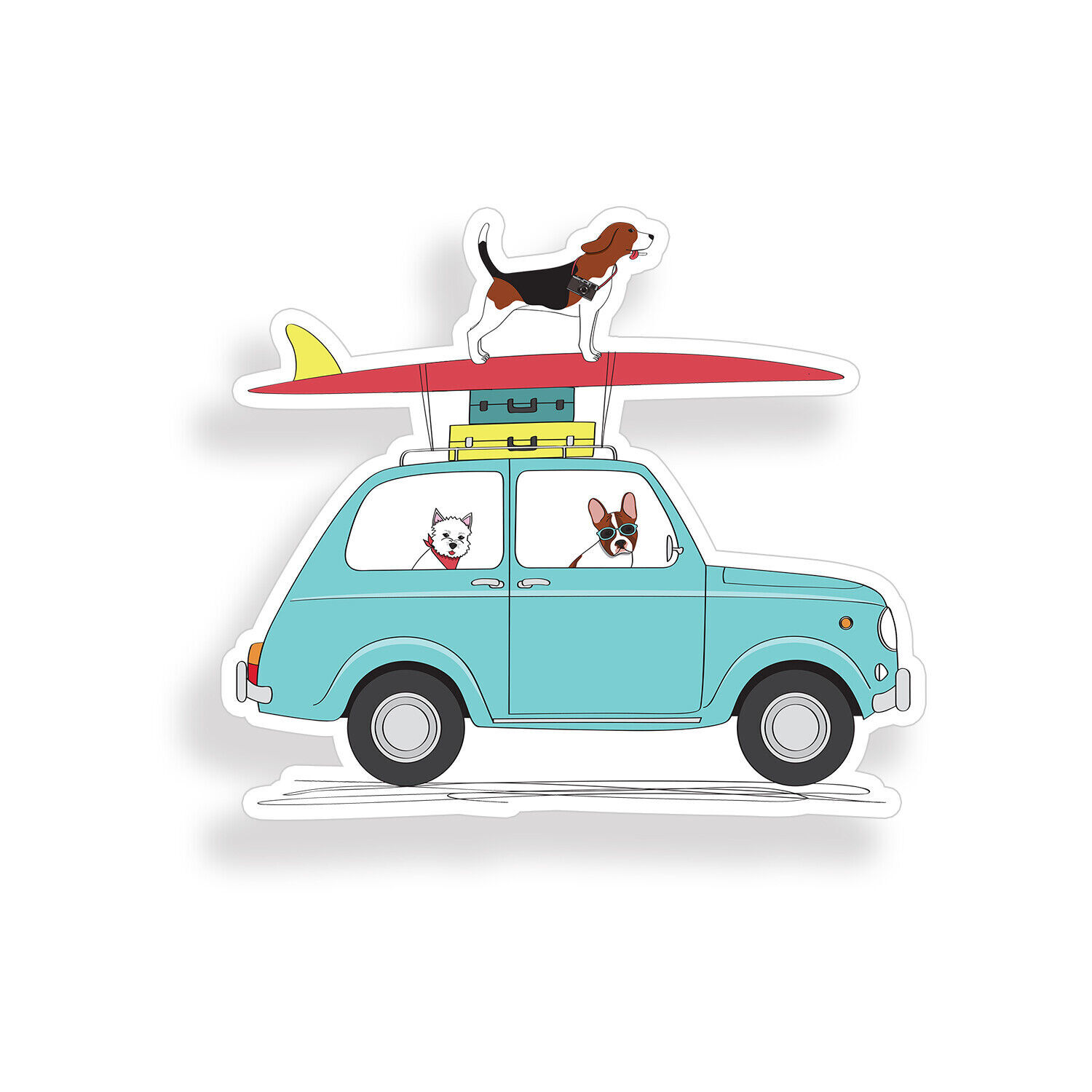 Dog Surfing Sticker