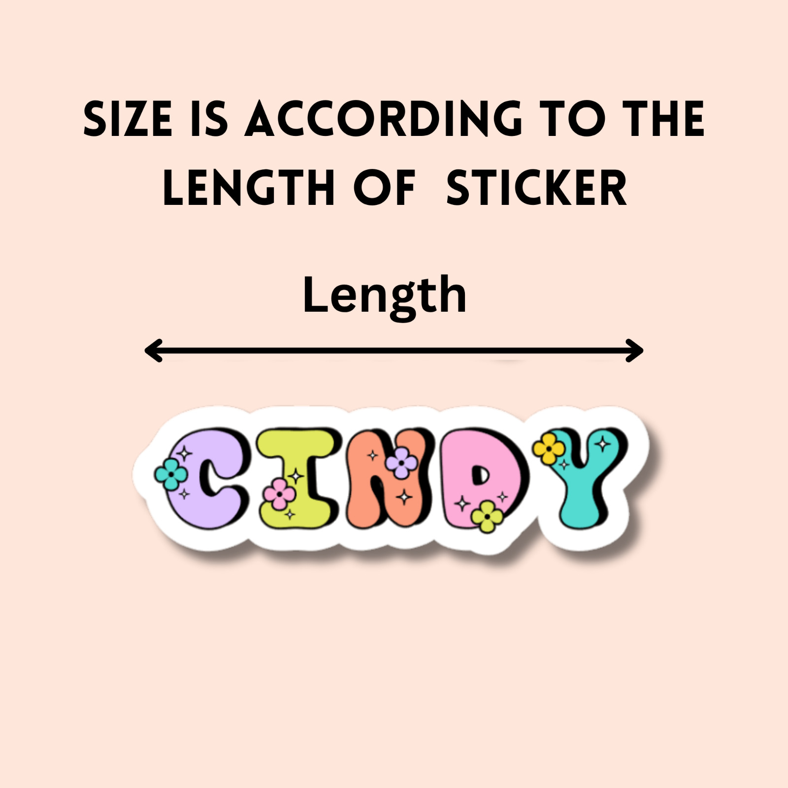 Custom Groovy Retro Name Sticker Personalized Vinyl Decal 70s Style