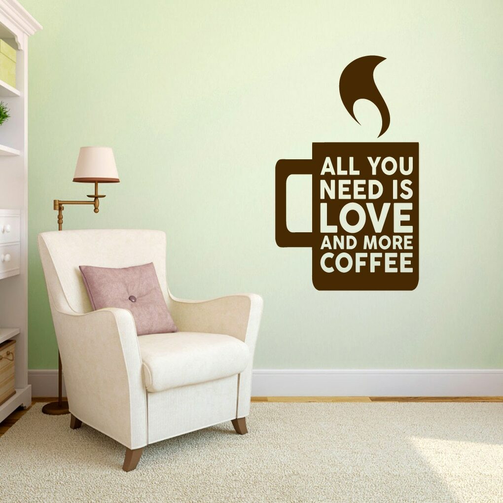 Love And More Coffee Wall Decal – Kitchen, Dining, Office, Cafe, Wall Sticker
