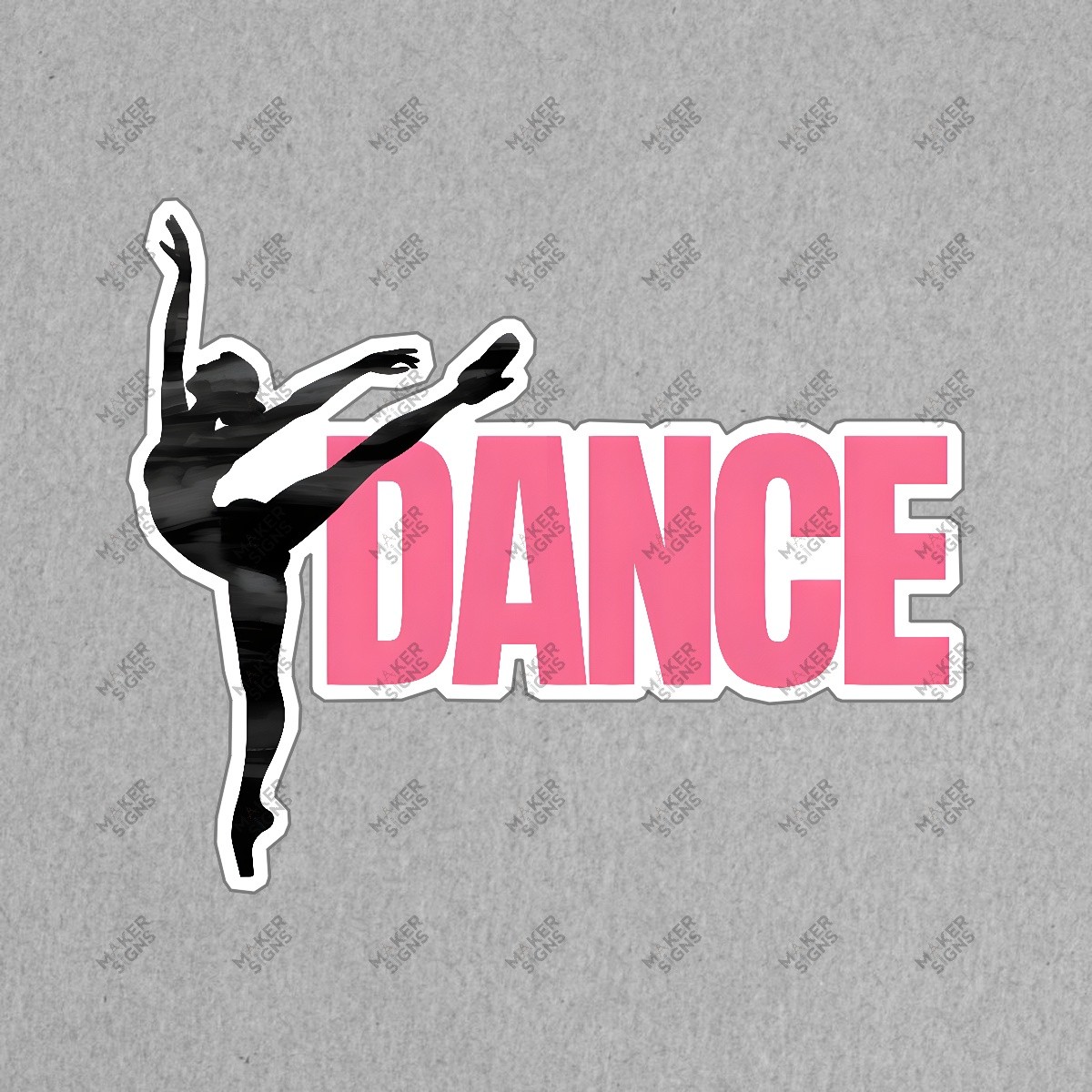 Vibrant DANCE Wall Art Sign Bold Pink Typography & Elegant Dancer #7611