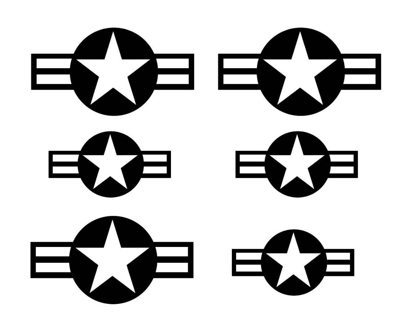 Stars and Bars WWII Warbird Airplane RC – Large Vinyl Stickers Decals – 6" & 8"