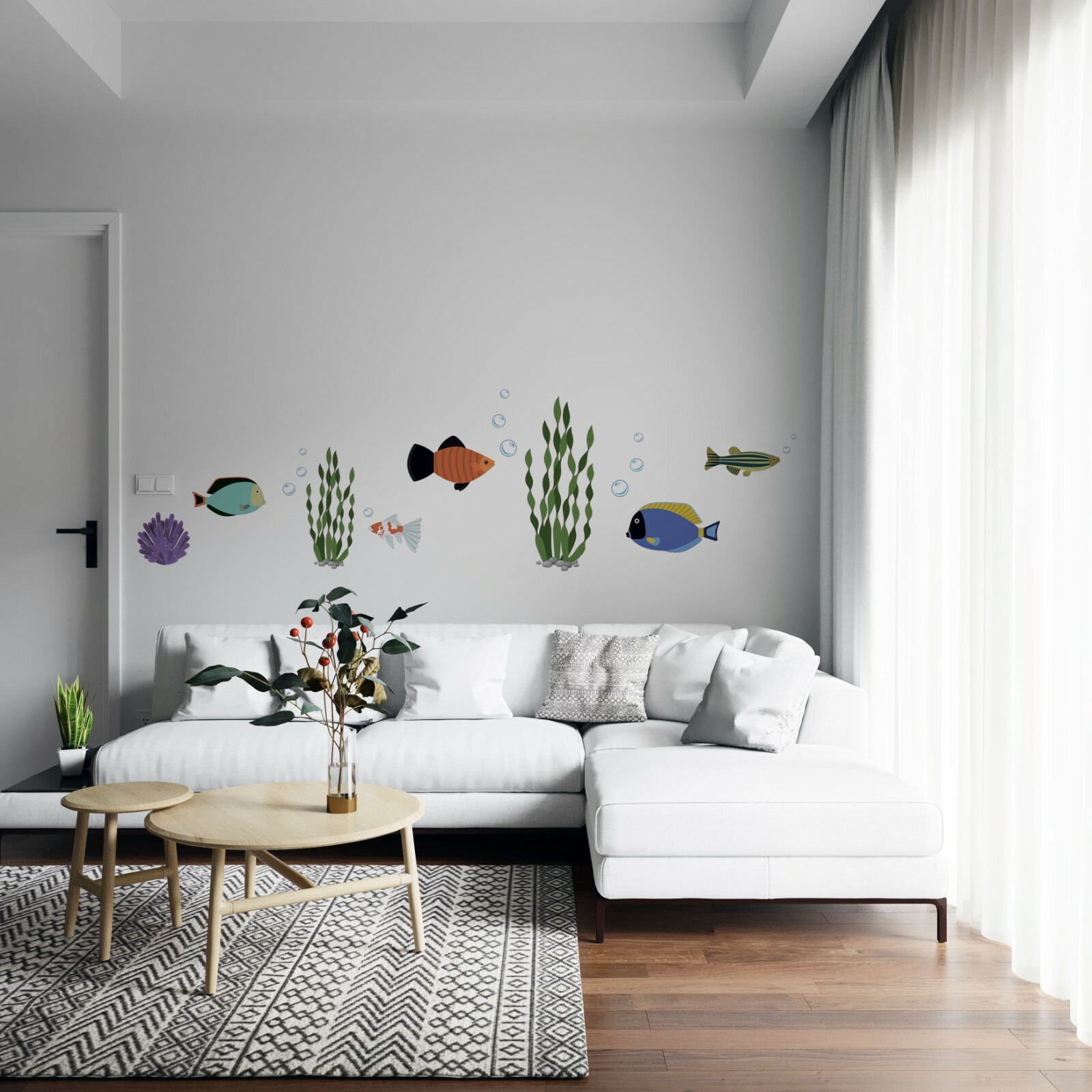 Vinyl Adhesive Kids Bedroom Living Room Aquarium Design Home Wall Decal Art 6×20