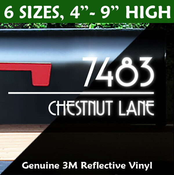 Reflective Address Number & Street Name Decal, Personalized Custom – 1326R-WT