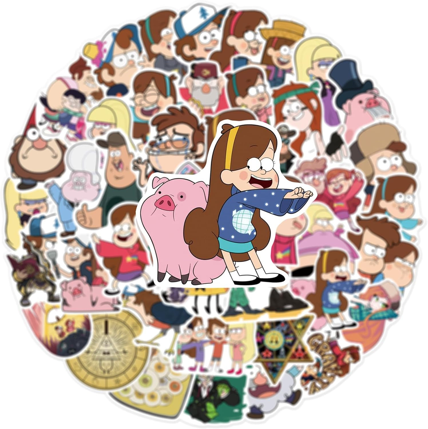 50pcs Cartoon Gravity Falls Stickers for Kids, Vinyl Waterproof Decal for Water