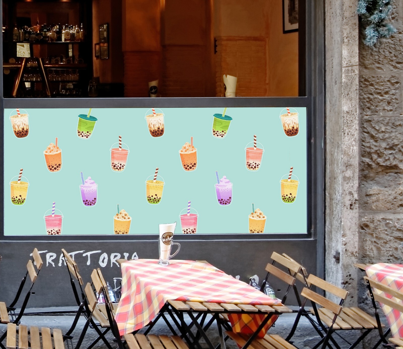 3D Bubble Tea A449 Pearl Tea Shop Window Stickers Vinyl Wallpaper Murals Amy