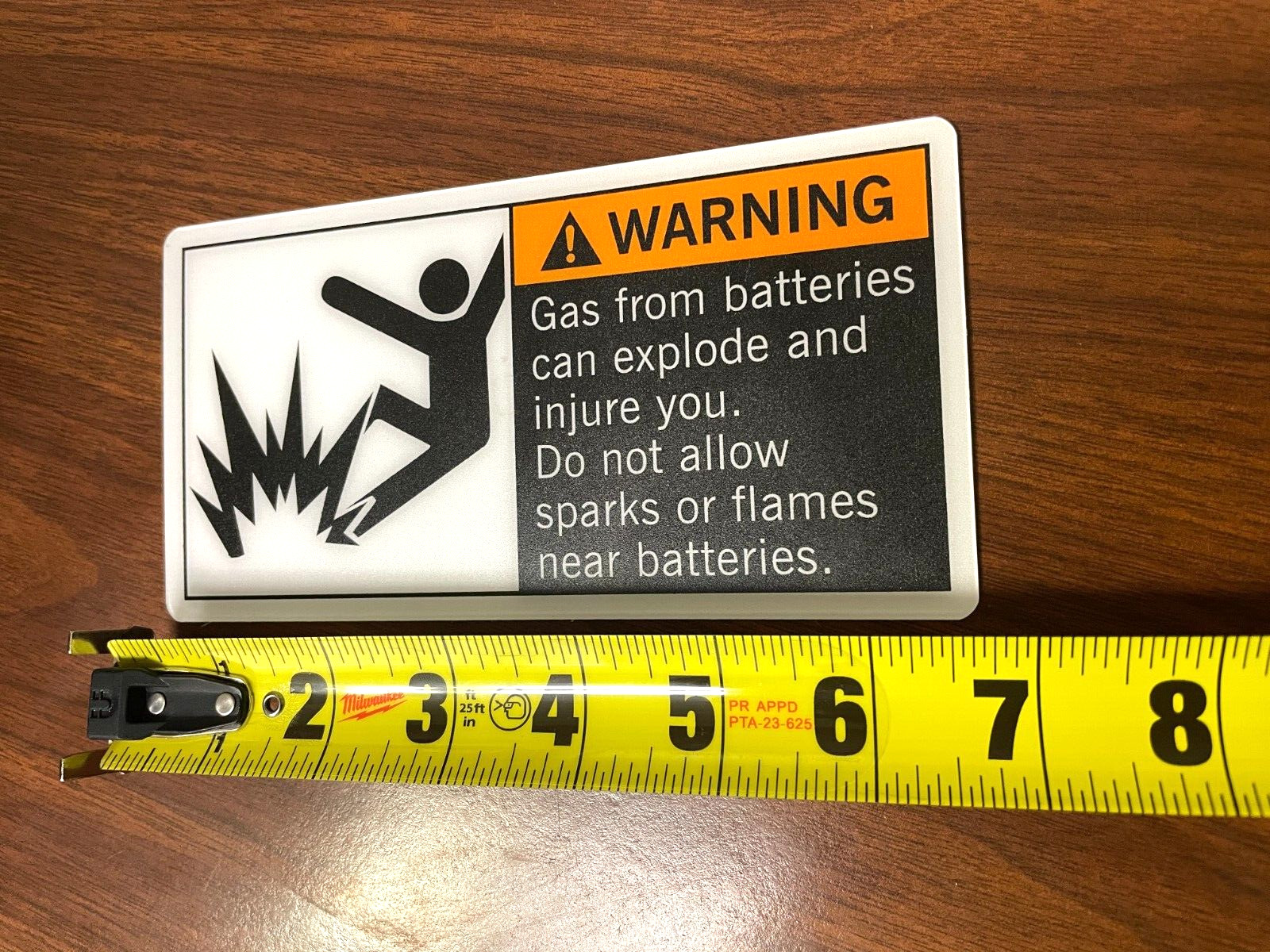 6.5"x3.5" Battery Hazard Warning Sign Vinyl / Plastic Adhesive Heavy Duty NEW