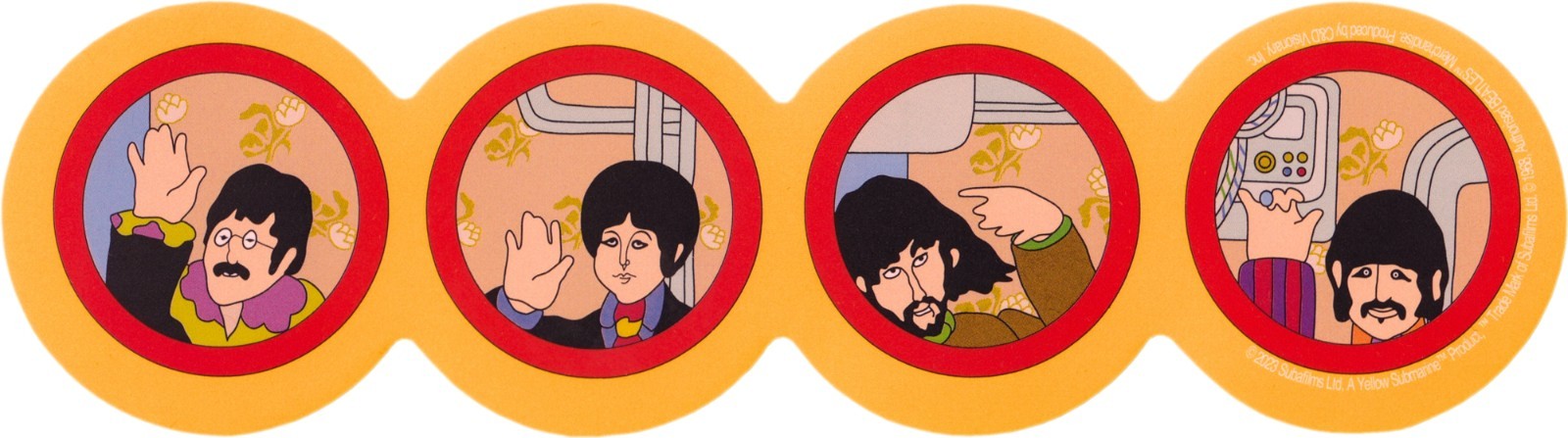 Sticker -The Beatles Yellow Submarine Cartoon Porthole 1960s Music Band Retro 6"