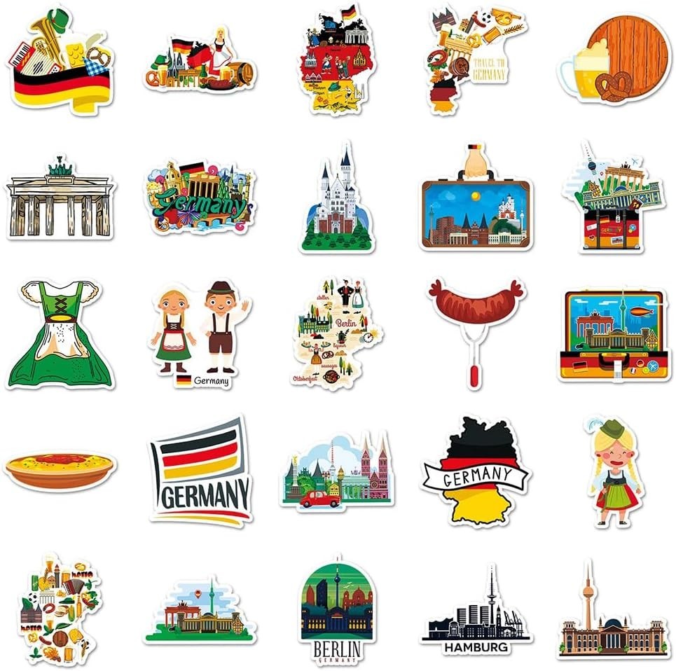 Stickers |50Pcs German Waterproof Vinyl Decals | Removable Reusable Peel & St…