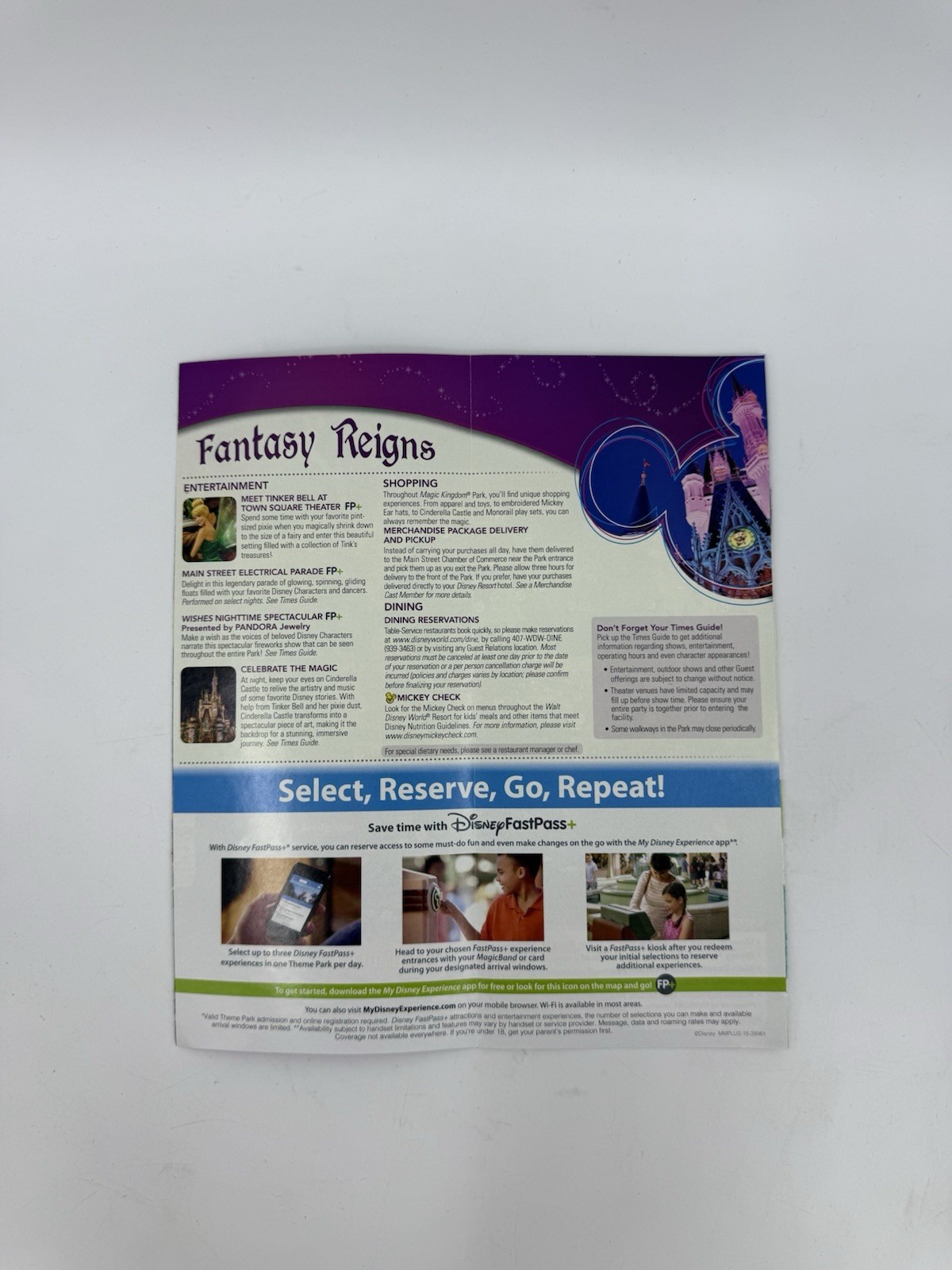Walt Disney World Magic Kingdom Fall 2015 Park Guide Map "Move It Shake It”