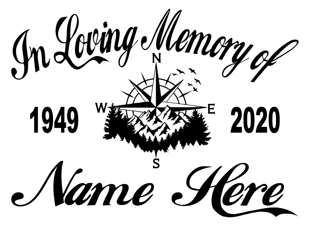 In Loving Memory of Decal – Hiker Camper Compass Outdoors Memorial Sticker #3