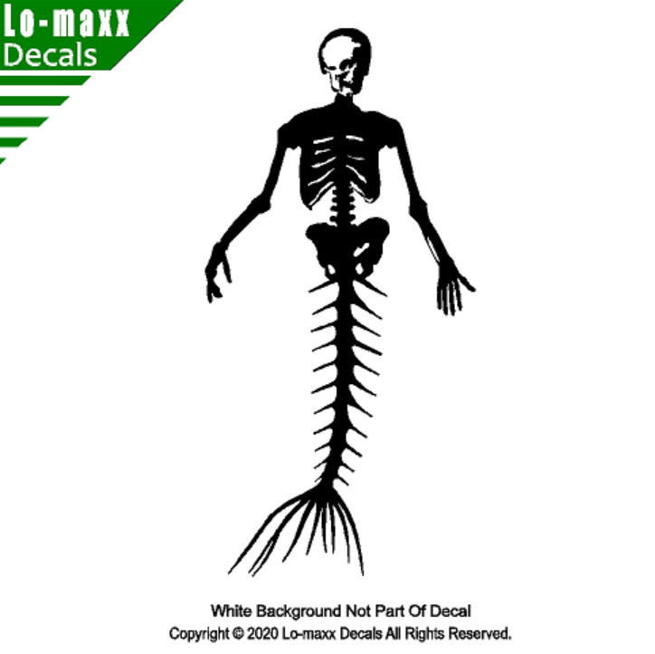 Mermaid Skeleton Sea life Ocean Beach Various Sizes Colors Die Cut Vinyl Decal
