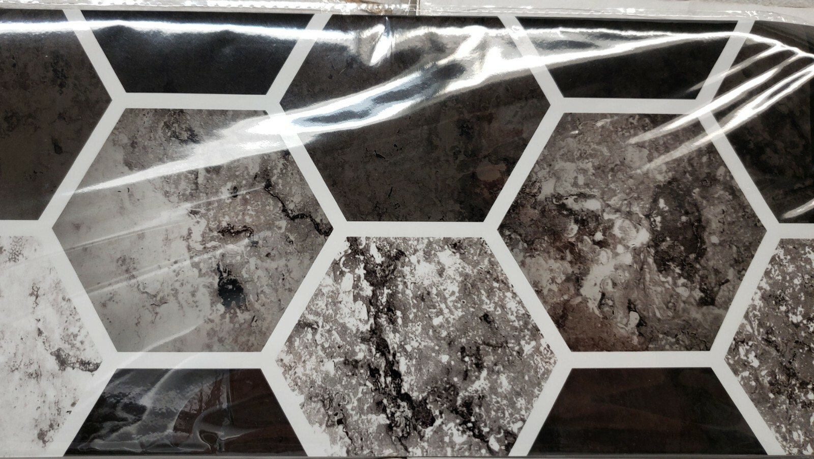 KITCHEN STOVE BACKSPLASH Sticker/Wall Decal, 30" x 18", MARBLE PENTAGONS, GR