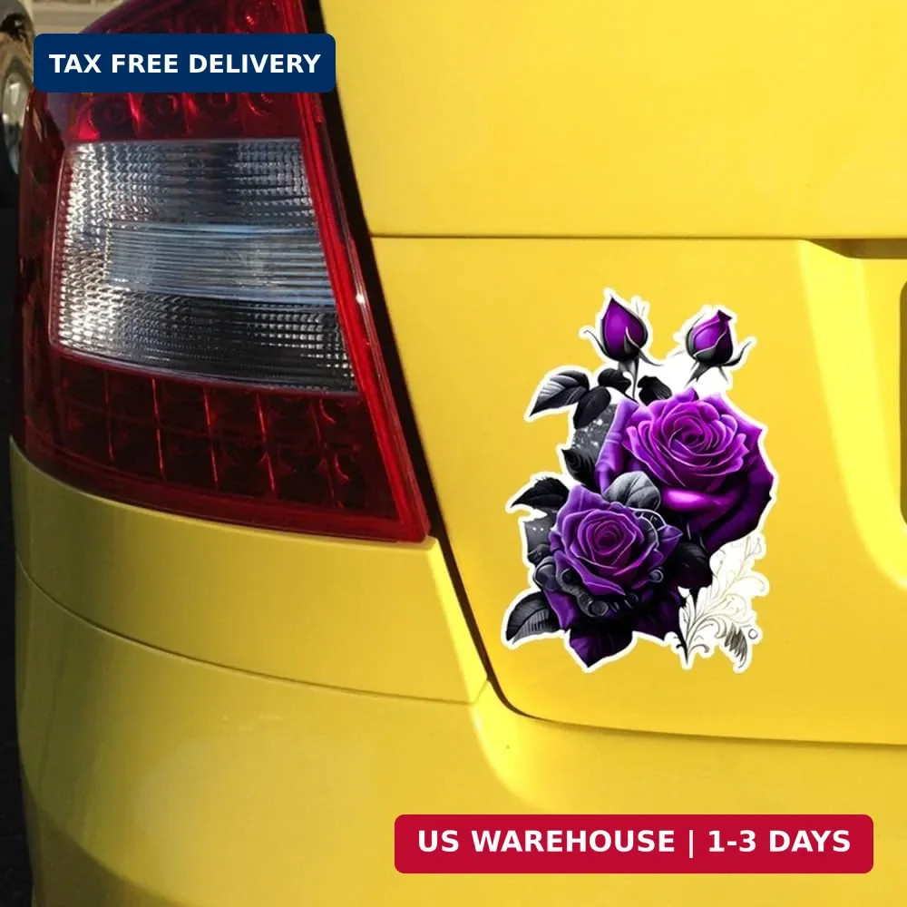 2x Purple Rose Flower Vinyl Decal 4.3×5.9" Car Window Auto Exterior Accessory