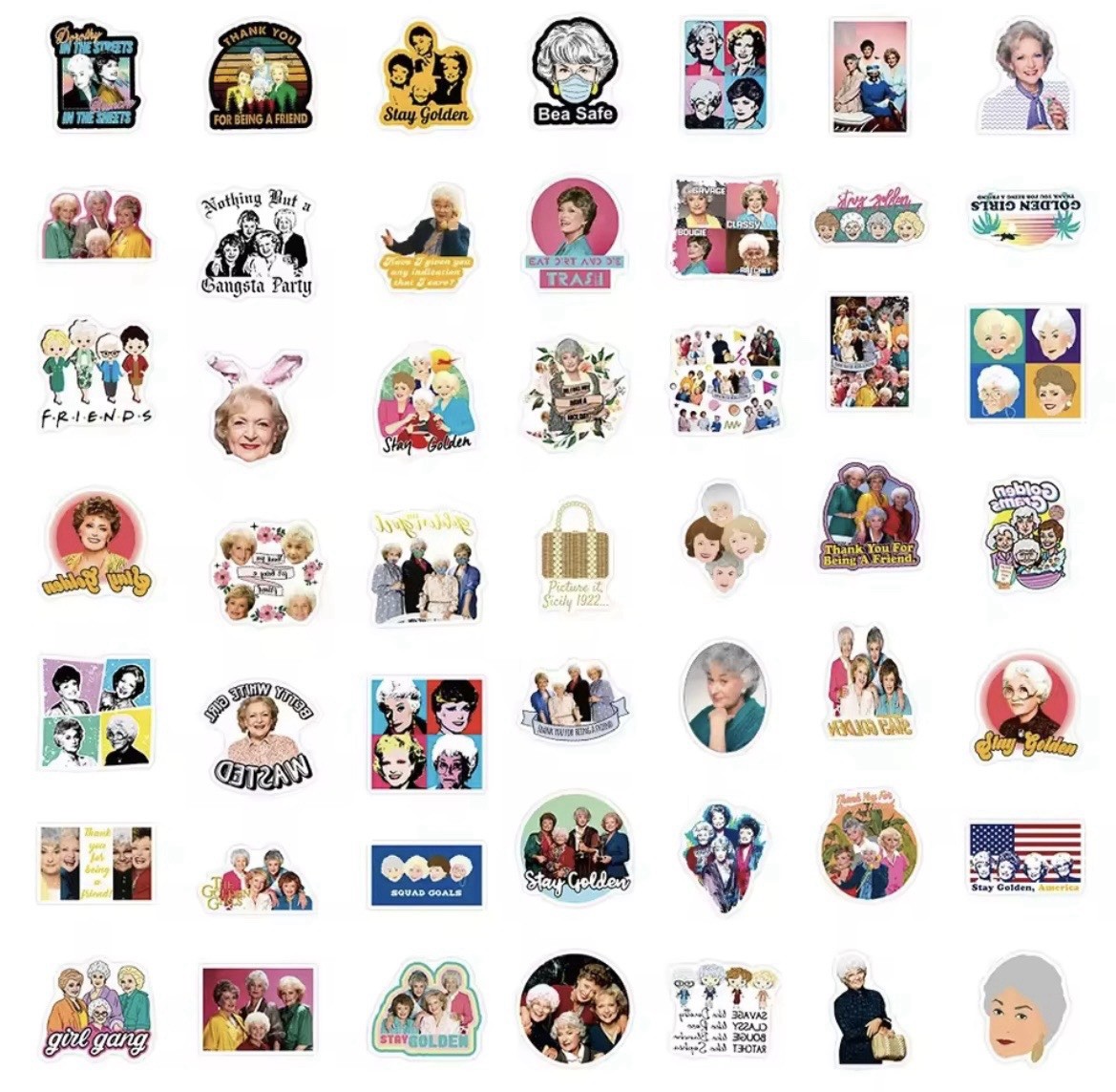 Golden Old Lady Girls Stickers 50pk Classic Golden Girl Characters FREE SHIPPING