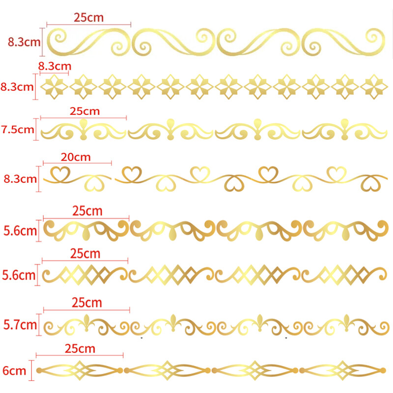 3D Acrylic Mirror Waistline Wall Sticker Trim Strip Decal for Window Glass Door