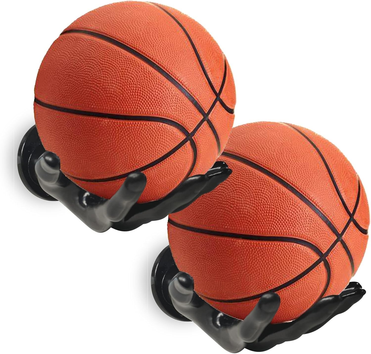 Basketball Wall Mount Holder 2 Piece Set for Game Room and Garage Storage