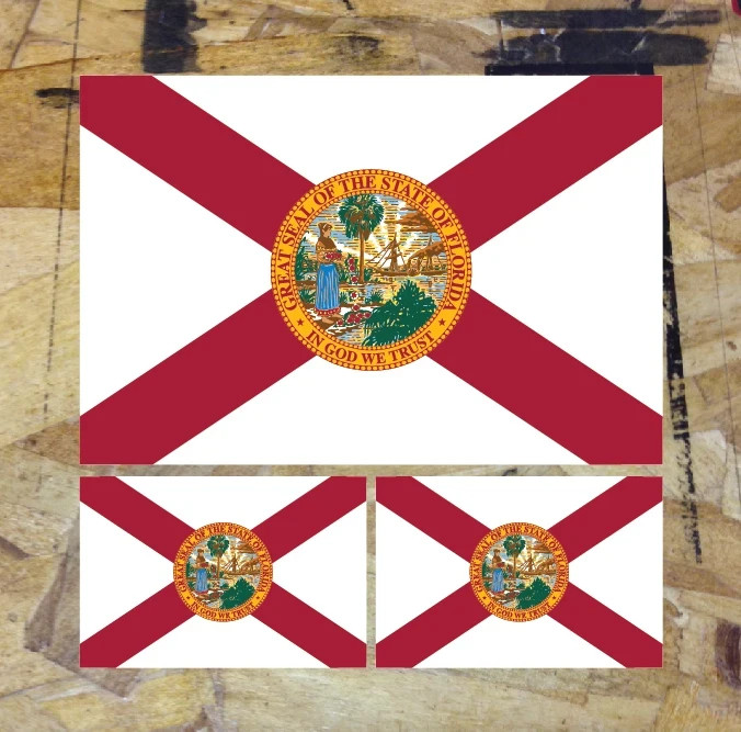 FL Florida State Flag Car Truck Device Bumper Sticker Decal Made In FL – 3 for 1