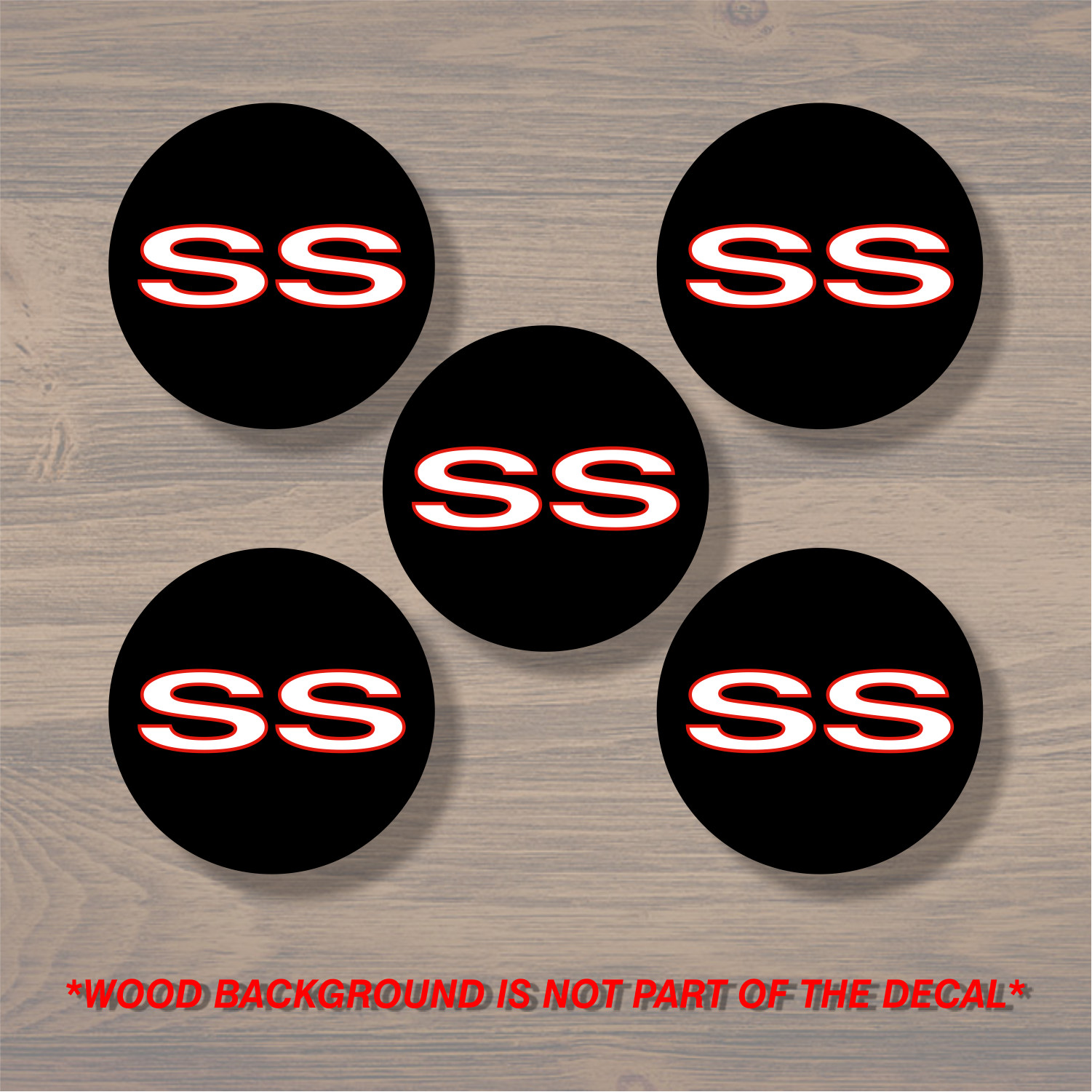 SS Super Sport Chevrolet Wheel Center Cap Overlay x5, Vinyl Decal Sticker