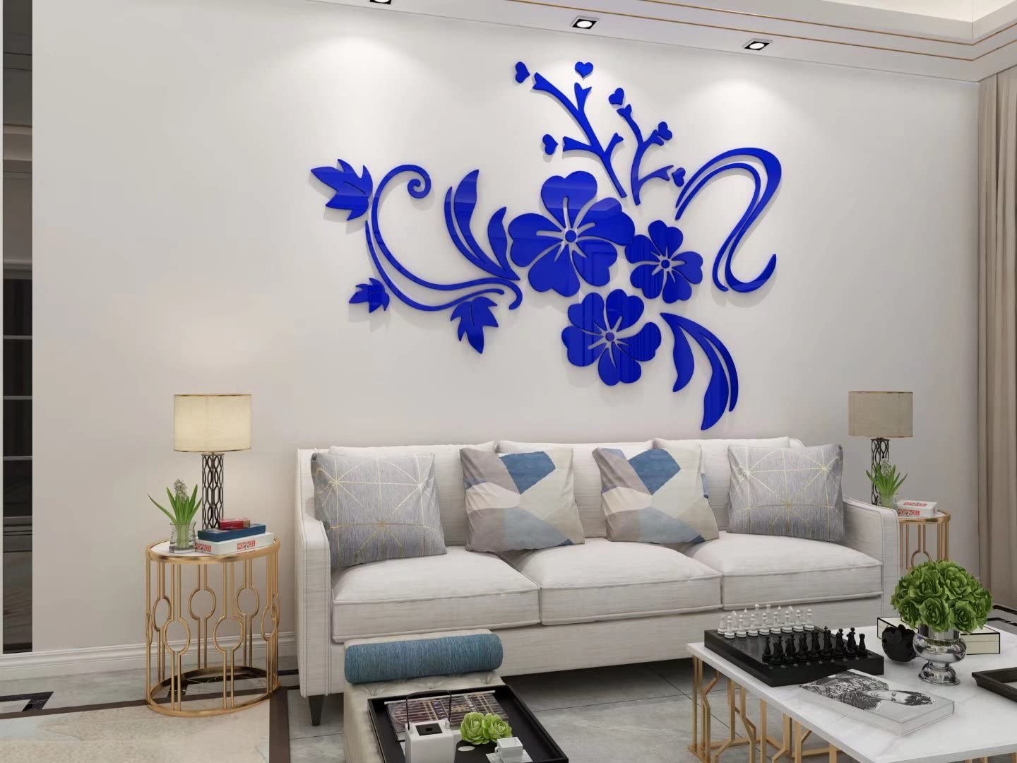 Wall Stickers 3D Flower Mirror – Family Decal Living Room Wall Decor Sticker …