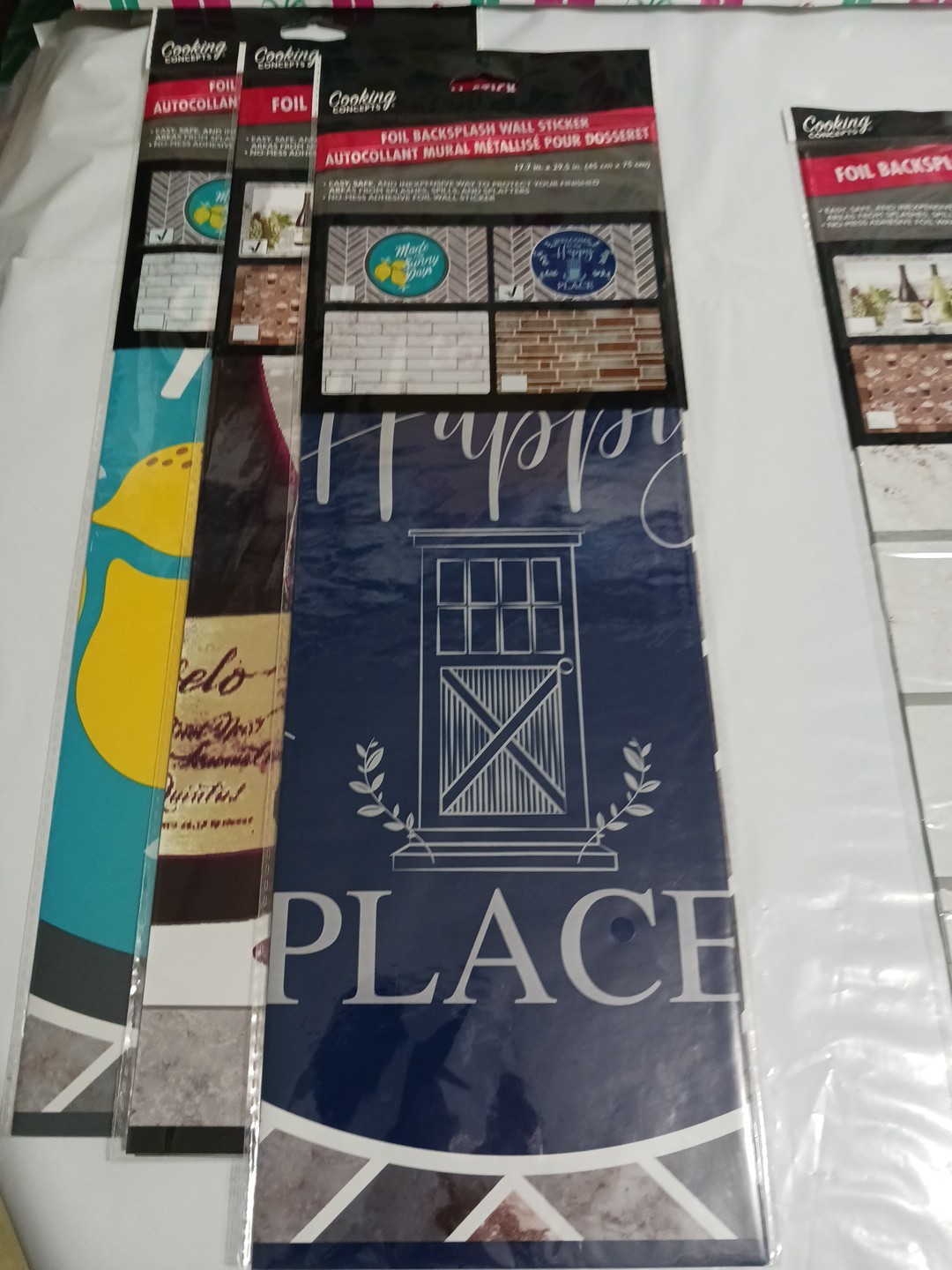 Foil backsplash large wall stickers. 17.7 x 29.5 inches. Lot of 5 patterns. NEW